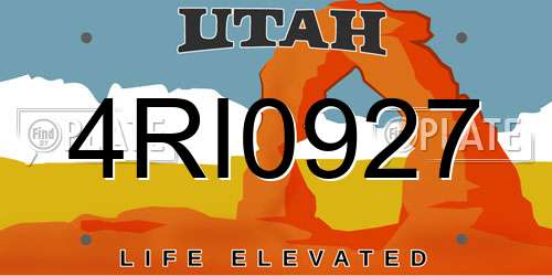 4RI0927 Utah License Plate