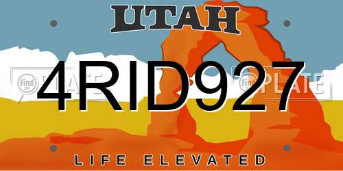 4RID927 Utah License Plate