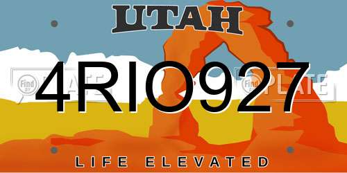4RIO927 Utah License Plate