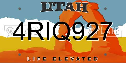 4RIQ927 Utah License Plate