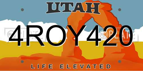 4ROY420 Utah License Plate