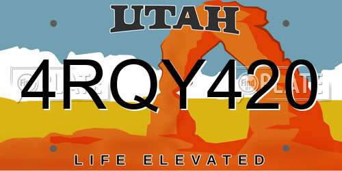 4RQY420 Utah License Plate