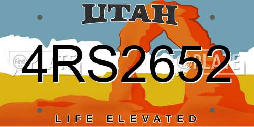 4RS2652 Utah License Plate