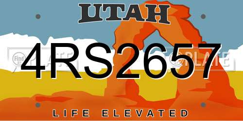 4RS2657 Utah License Plate