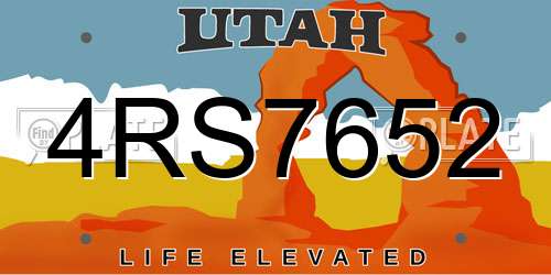 4RS7652 Utah License Plate