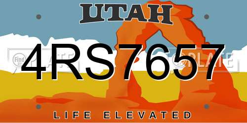 4RS7657 Utah License Plate