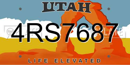 4RS7687 Utah License Plate