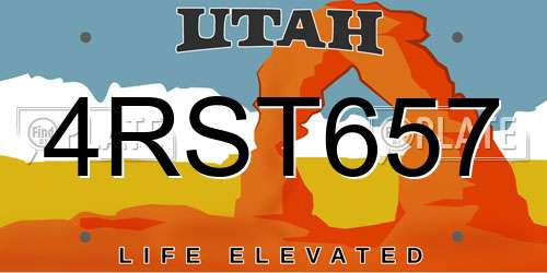 4RST657 Utah License Plate