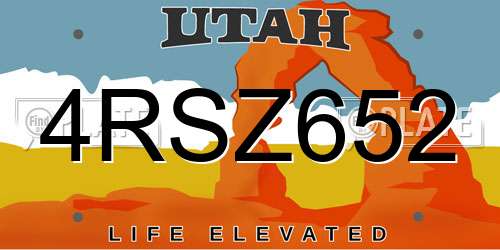 4RSZ652 Utah License Plate