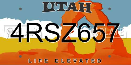 4RSZ657 Utah License Plate