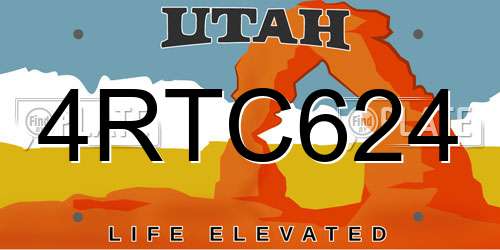4RTC624 Utah License Plate
