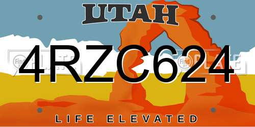 4RZC624 Utah License Plate