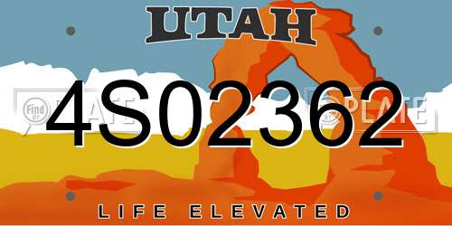 4S02362 Utah License Plate