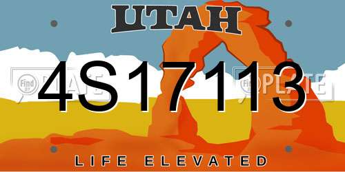 4S17113 Utah License Plate