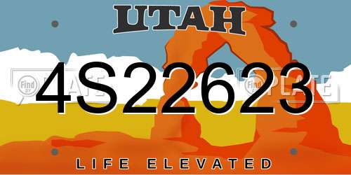 4S22623 Utah License Plate