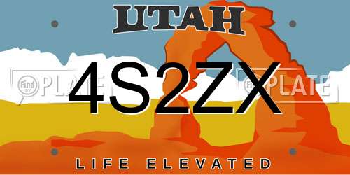 4S2ZX Utah License Plate