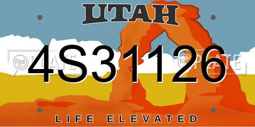 4S31126 Utah License Plate