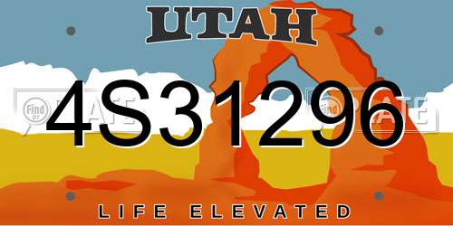 4S31296 Utah License Plate