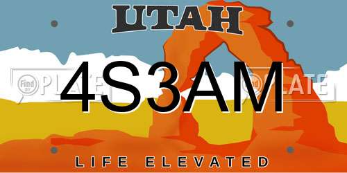 4S3AM Utah License Plate