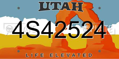 4S42524 Utah License Plate