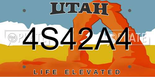 4S42A4 Utah License Plate