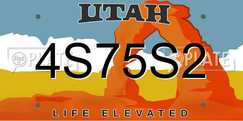 4S75S2 Utah License Plate