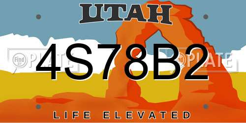 4S78B2 Utah License Plate