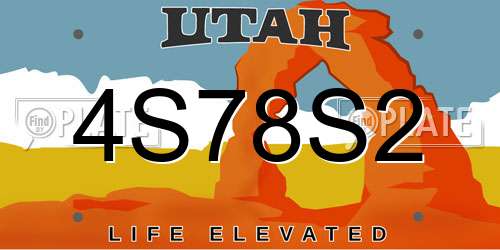 4S78S2 Utah License Plate