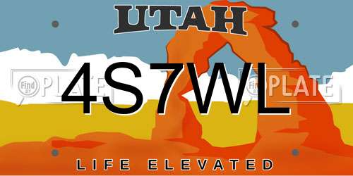 4S7WL Utah License Plate