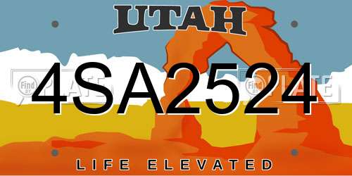 4SA2524 Utah License Plate