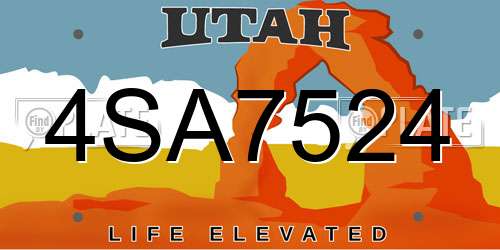 4SA7524 Utah License Plate