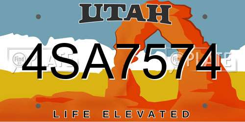 4SA7574 Utah License Plate