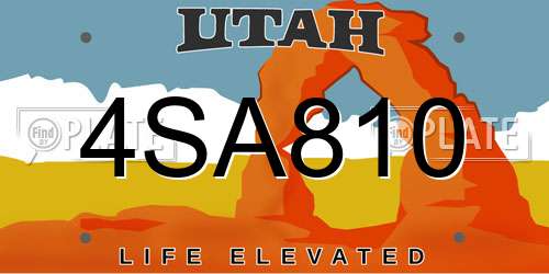 4SA810 Utah License Plate