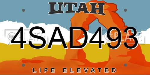4SAD493 Utah License Plate