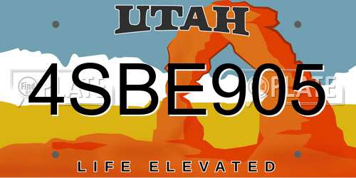 4SBE905 Utah License Plate