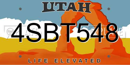 4SBT548 Utah License Plate