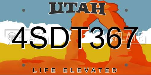 4SDT367 Utah License Plate