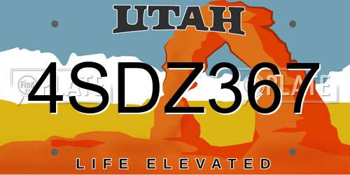 4SDZ367 Utah License Plate