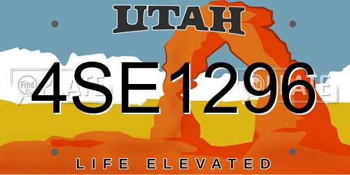 4SE1296 Utah License Plate