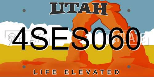 4SES060 Utah License Plate