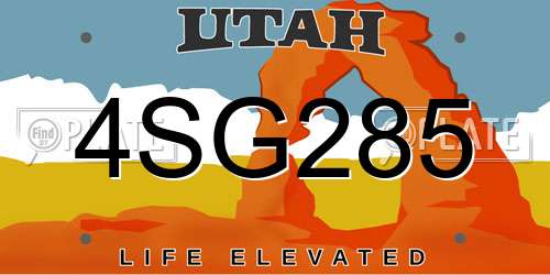 4SG285 Utah License Plate