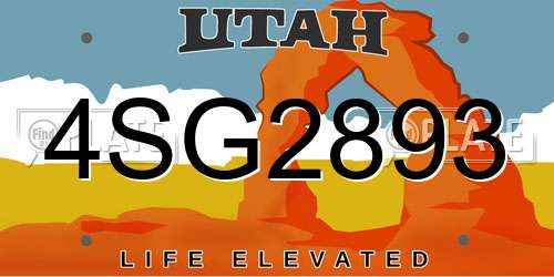 4SG2893 Utah License Plate