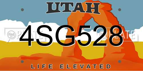 4SG528 Utah License Plate