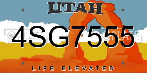 4SG7555 Utah License Plate
