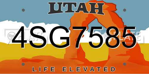 4SG7585 Utah License Plate