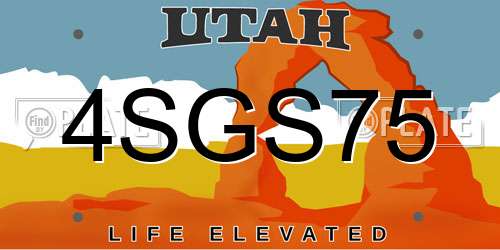 4SGS75 Utah License Plate