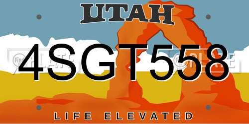 4SGT558 Utah License Plate