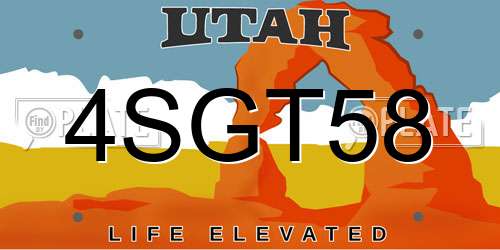 4SGT58 Utah License Plate