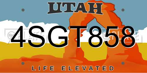 4SGT858 Utah License Plate