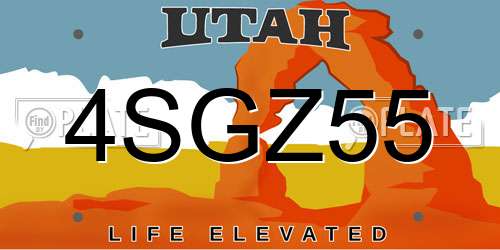 4SGZ55 Utah License Plate